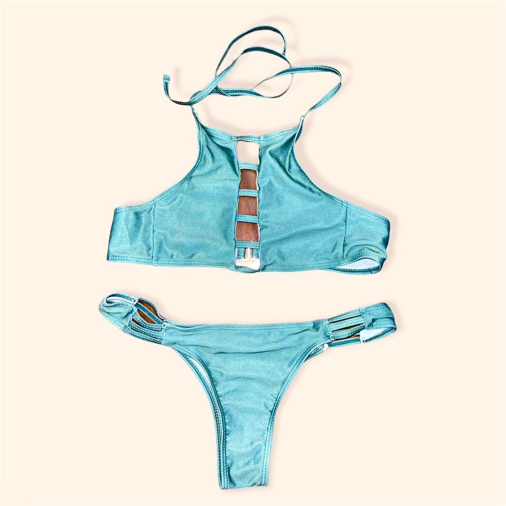 Green Caged Bikini Set